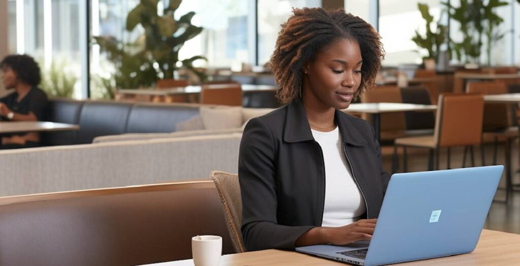 woman in working space